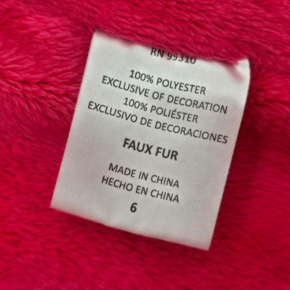 American Widgeon Kids Girls Pink Faux Fur Peplum Hooded Jacket Coat Size 6 - Picture 5 of 8